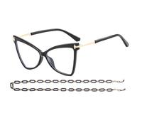 AOOLIA Occhiali Da Lettura Donna Cat-Eye, Occhiali Luce Blu Donna Computer Lettori, UV-400 Occhiali Da Vista Donna (Nero, 2, x)