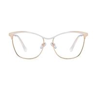 AOOLIA Occhiali da lettura per uomo e donna,Retrò Metallo Frame Occhiali Presbiopia Lettori per PC Tablet Smartphone per PC Tablet Smartphone (Bianco, 3.5)