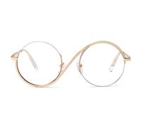 AOOLIA Occhiali da Lettura Presbiopia Anti Luce Blu con Lenti Antiriflesso Uomo e Donna Leggero Telaio Rotondo Vintage Occhiali per Donna Ragazza (Oro, 2)