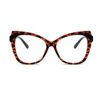 AOOLIA Occhiali da lettura vintage cat eye occhiali da vista oversize con bordo intero multicolore che bloccano la luce blu (Arancione, Leopardo, 3, x)