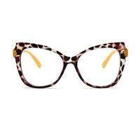 AOOLIA Occhiali da lettura vintage cat eye occhiali da vista oversize con bordo intero multicolore che bloccano la luce blu (Giallo/Leopardo, 0, x)