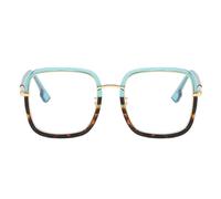 AOOLIA Oversize Occhiali da Lettura Donna, Grande Filtro Luce Blu - Montatura in Metallo Leggero, Computer e Lettura (Tartaruga, Blu, 0, x)