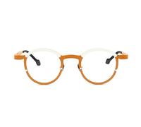 AOOLIA Retrò Rotondo Occhiali da Lettura per Donna Uomo titanio Montatura Anti Luce Blu Supporti di Lettura Ultrasottili con Cerniera Occhiali Presbiopia con Cerniera a Molla (Orange, 1.5)