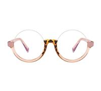 AOOLIA Rotondo Unisex Occhiali da lettura Mezza cornice Supporti di Lettura Ultrasottili con Cerniera Occhiali Presbiopia con Anti Luce Blu Cerniera a Molla per Donna Uomo (Champagne, 1)