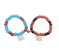 AOOOWER 2pcs Stella Nappe Bracciale Vintage Coppia Bracciale Moda Strati Elastici Braccialetti Gioielli Perline Fatti A Mano, 4.68x3.12in, Acciaio al titanio, Nessuna pietra preziosa