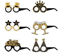 AOOOWER 6pcs 2025 Capodanno Carta Occhiali 3D Festa di Natale Forniture Eleganti Pieghevole Eyewears Creative Holiday Party Puntelli
