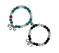 AOOOWER Braccialetto di perline fatto a mano con ciondolo numerico per coppia e amici, coppia abbinata a catena per compleanno, 1819cm, Lega smaltata, Nessuna pietra preziosa