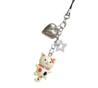 AOOOWER Charm multiuso fatto a mano a forma di gatto con perline, grazioso cinturino per telefono, accessorio alla moda portatile, Size Length 12.5cm/4.92inch, Resina, Nessuna pietra preziosa