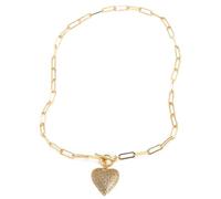 AOOOWER Collana con ciondolo a forma di cuore, design romantico, in ottone robusto con eleganti zirconi, regalo speciale per donne casual, Size Chain Length 51cm/20.08inch, Rame, Nessuna pietra