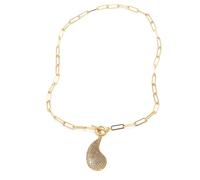 AOOOWER Collana con ciondolo a forma di cuore, design romantico, in ottone robusto con eleganti zirconi, regalo speciale per donne casual, Size Chain Length 51cm/20.08inch, Rame, Nessuna pietra