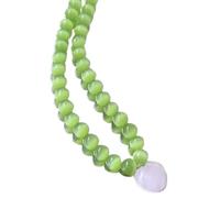 AOOOWER Delicata collana con ciondolo a forma di cuore con perline e catena alla clavicola, accessorio alla moda per uso quotidiano, appuntamenti e feste, pietra occhio di gatto