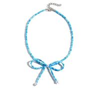 AOOOWER Delicata collana con fiocco in acrilico con perline a forma di farfalla e fiocco per clavicola, per donne e ragazze