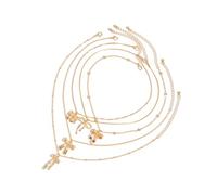 AOOOWER Delicata collana regolabile con ciondolo a forma di fiocco, struttura in metallo, adatta per vari, 367cm, Catena in rame + catena in ferro rivestito di rame + lega, Nessuna pietra preziosa