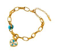 AOOOWER Elegante braccialetto con design a maglie a forma di cuore, comodo bracciale in acciaio ornamento elegante accessorio da polso, SizeApprox.185cm/7.091.97inches, Acciaio al titanio, Nessuna