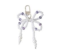 AOOOWER Elegante ciondolo a forma di fiocco con fiocco, accessorio per borsa, accessorio per borsa, ciondolo per chiavi, ornamento per feste quotidiane, 9x6cm, lega di perle finte, Nessuna pietra
