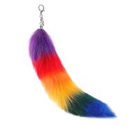AOOOWER Elegante ciondolo per borsa a forma di coda di animale custodia per telefono ornamenti moda portachiavi unisex portachiavi colorato, 40 cm, peluche, Nessuna pietra preziosa