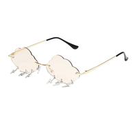 AOOOWER Elegante nuvole fresche occhiali da sole foto puntelli senza cornice sfumature Trendsetters Cool Shades Hipsters Costume, Champag Cornice Dorata, As shown in the figure