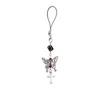 AOOOWER Elegante portachiavi con ciondolo a forma di cuore con fiocco, accessorio elegante per chiavi da donna in peluche robusto, 14.3CM, peluche, Nessuna pietra preziosa