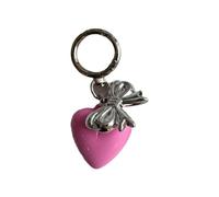 AOOOWER Elegante portachiavi con ciondolo a forma di cuore con fiocco, accessorio elegante per chiavi da donna in metallo robusto, 7CM, metallo e plastica, Nessuna pietra preziosa