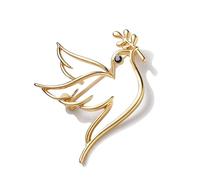 AOOOWER Elegante spilla ovale con colombe della pace a forma di foglia minimalista design cavo gioielli in lega vintage colombe pin per le donne, 3.2x4.3cm, Metallo, Nessuna pietra preziosa