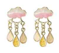 AOOOWER Eleganti orecchini pendenti a forma di nuvole e gocce di pioggia, per donne e ragazze, 4.68x2.73in, Metallo, Nessuna pietra preziosa