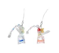 AOOOWER Moda Piccolo Pesce Fiori Appeso Ciondolo Telefono Fascino Cordino Tasca Portachiavi Cinghia Borsa Decorazione Portafoglio, 11.5cm, lega acrilica, Senza pietre preziose