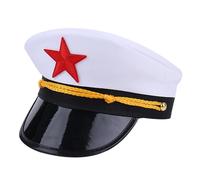 AOOOWER Nautically - Cappello da marinaio alla moda, regolabile, ricamato, unisex, per attività all'aperto, colore: bianco, rosso cinque stelle, Taglia unica