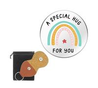 AOOOWER Pocket Hug Tokens A Special Hug for You Coin in acciaio inox double face ispiratore con pelle PU
