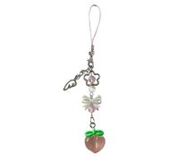 AOOOWER Portachiavi con ciondolo a forma di fiore, con perline e fiocco, accessorio da donna