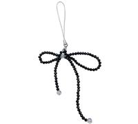 AOOOWER Portachiavi da tasca con ciondolo a forma di fiocco con perline di cristallo, cordino per telefono, zaino, portachiavi auto, decorazione, 18.5cm, Mi Zhu, Nessuna pietra preziosa