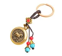 AOOOWER Portachiavi fatto a mano con motivo animale, accessorio in ottone, adatto per prosperità e pace in casa, 8cm, Ottone, Nessuna pietra preziosa