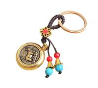 AOOOWER Portachiavi fatto a mano con motivo animale, accessorio in ottone, adatto per prosperità e pace in casa, 8cm, Ottone, Nessuna pietra preziosa