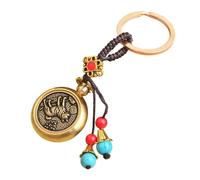 AOOOWER Portachiavi fatto a mano con motivo animale, accessorio in ottone, adatto per prosperità e pace in casa, 8cm, Ottone, Nessuna pietra preziosa