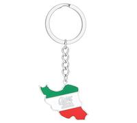 AOOOWER Portachiavi vintage con mappa dell'Iran, gioielli in acciaio, oro, argento, bandiera, portachiavi, pendenti, per donne e uomini, 4*2.7cm, Acciaio al titanio, Nessuna pietra preziosa