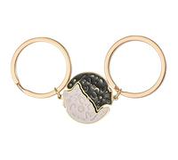AOOOWER Robusto portachiavi in acciaio inox con ciondolo a forma di gatto in fiore di ciliegio, regalo per coppie e amanti degli animali domestici casual, 2.5*2.5, acciaio inox, Nessuna pietra