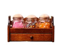 AOOOWER Scaffale di esposizione della cucina in miniatura per la scena del modello Decors Mensola di legno con le spezie Contenitore Jar Casa di Bambola Accessorio Casa di Bambola Accessori per Casa