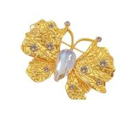 AOOOWER Spilla dorata alla moda a forma di farfalla elegante con struttura in lega per maglione e cappotto da donna, 5.7*4.1cm, Metallo, Nessuna pietra preziosa