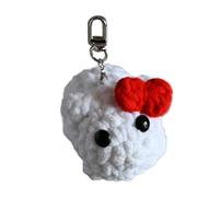 AOOOWER Unico portachiavi a forma di criceto con fiocco decorativo, in lega di cotone, accessorio per chiavi, 2.73x3.12in, lega di filo di cotone, Nessuna pietra preziosa