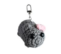 AOOOWER Unico portachiavi a forma di criceto con fiocco decorativo, in lega di cotone, accessorio per chiavi, 2.73x3.12in, lega di filo di cotone, Nessuna pietra preziosa