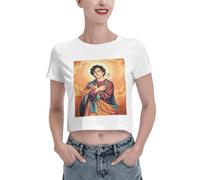 Aoopduhs Timothee Star Chalamet Maglietta Corta Slim Top Donna T-Shirt Girocollo Corta a Maniche Corte T-Shirt Ombelico con perdite