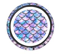 Aoopistc Coprivolante per auto con motivo squame di sirena viola con materiale elasticizzato in neoprene antiscivolo protezione volante universale misura 35,6 - 38,1 cm accessorio