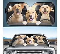 Aoopistc Parasole con stampa di Golden Retriever, divertente parasole per finestrino anteriore, protezione dai raggi UV, adatta alla maggior parte delle auto, veicoli, furgoni, SUV, camion