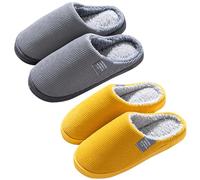 AOOPOO 2 Paia di Pantofole da Uomo a Punta, Chiusa Donna In Memory Foam Scarpe da Camera Letto In Tinta Unita Invernali Calde Pantofole, Taglie 35-44 EU