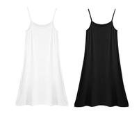 AOOPOO 2 Pezzi Sottovesti Intere da Donna con Spalline Sottili Sottovesti Basic, Canotte Sexy Morbidi Sottogonne, Camicie da Notte Lunghe Sottogonne Notte Indossare sotto Abiti a Canotta