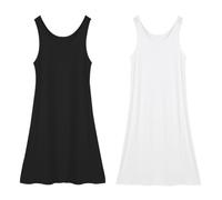 AOOPOO 2 Pezzi Sottovesti Lunghe da Donna, Morbide, Camicette da Notte, Sottogonne Basic per Abiti con Canotta e Spalline Larghe, Sottogonne e Sottovesti, Indossare sotto Abiti con Canotta