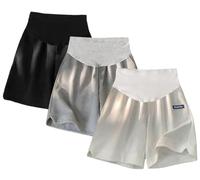 AOOPOO 3 Confezioni Pantaloncini Denim Maternità Donna Elasticizzati con Fascia per la Pancia, Jeans Corti Estivi per Gravidanza