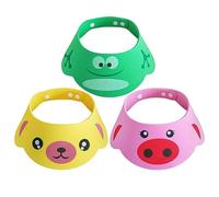 AOOPOO 3PCS Cappello da Doccia per Bambini Visiera di Sicurezza, Regolabile Cappello da Bagno, Cappello da Shampoo per Bambini