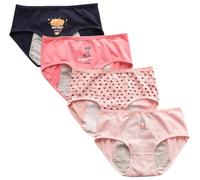 AOOPOO 4 Pezzi Ragazze Pantaloni Mestruali Adolescenti Slip Mestruali in Cotone Morbido a Prova di Perdite Mutandine in Pizzo Pulite e Lavabili per 8-18 Anni