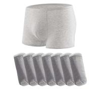 AOOPOO 7 Pezzi Biancheria Intima USA e Getta in Cotone al 100% Slip Boxer Portatile per I Viaggi Slip Boxer Pantaloncini Portatili Hotel Spa Soggiorni Ospedalieri, Colore Bianco/Grigio