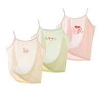 AOOPOO Confezione da 3 Canottiere da Bambina Ragazza in Cotone, Morbide Senza Maniche Magliette Intime Stampate per Ragazza Canotta Canottiere Elastiche Canotte per 2-12 Anni